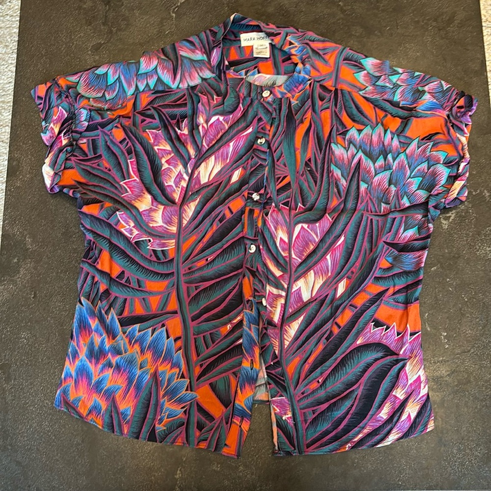Mara Hoffman Herbarium floral button down shirt sz M